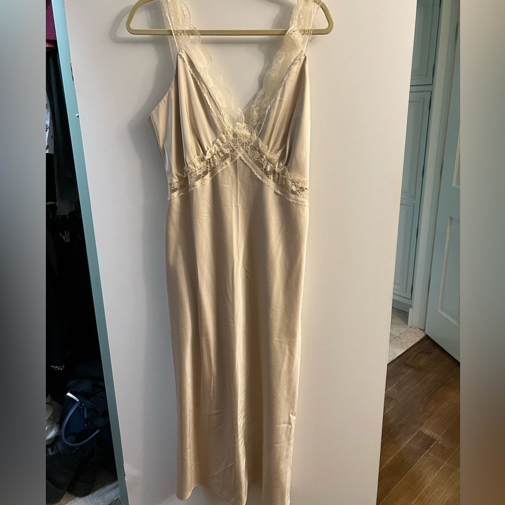 A&F Cream Silk slip dress